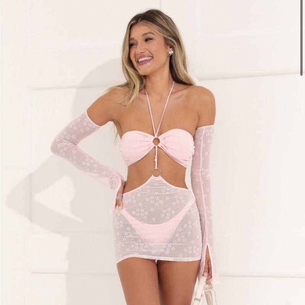 NEW Eilish Floral Mesh Three Piece Set in Pink